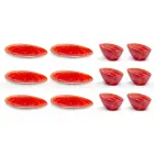 Servizio Piatti da Aperitivo 12 Pezzi in Gres Colorato di Design Moderno - Simba Viadurini