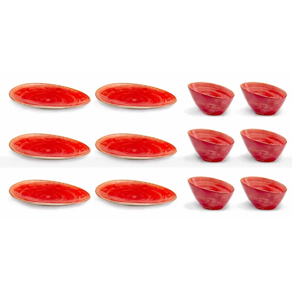 Servizio Piatti da Aperitivo 12 Pezzi in Gres Colorato di Design Moderno - Simba Viadurini