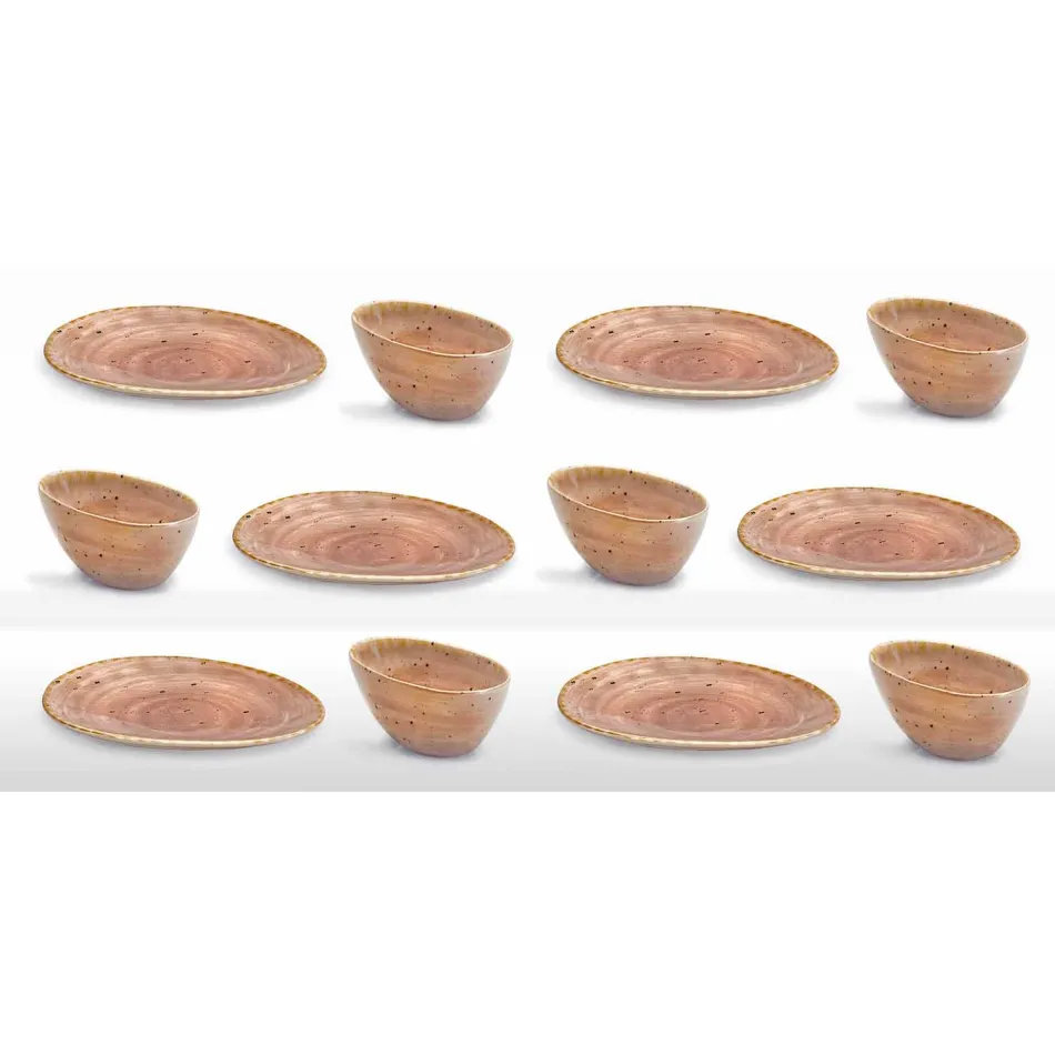 Servizio Piatti da Aperitivo 12 Pezzi in Gres Colorato di Design Moderno - Simba Viadurini