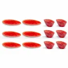 Servizio Piatti da Aperitivo 12 Pezzi in Gres Colorato di Design Moderno - Simba Viadurini