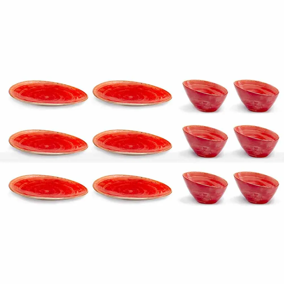 Servizio Piatti da Aperitivo 12 Pezzi in Gres Colorato di Design Moderno - Simba Viadurini