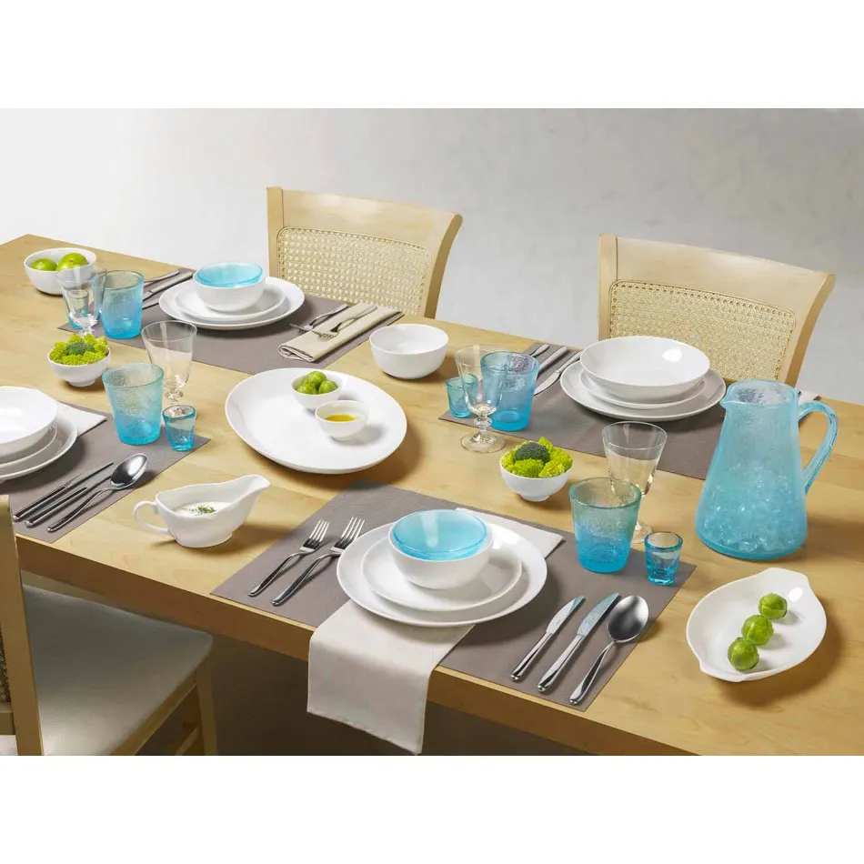 Servizio Piatti da Portata 3 Pezzi Design Moderno in Porcellana Bianca - Malaga Viadurini