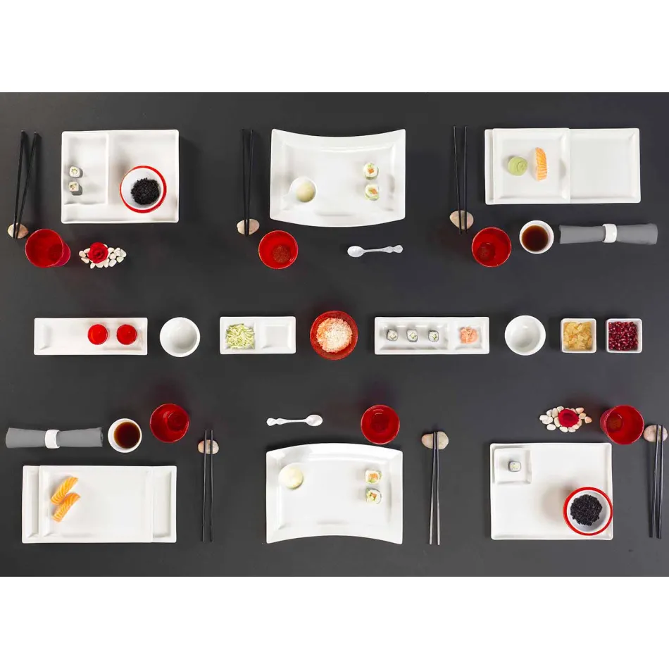 Servizio Piatti da Pranzo Bianchi in Porcellana Moderni 25 Pezzi - Basale Viadurini