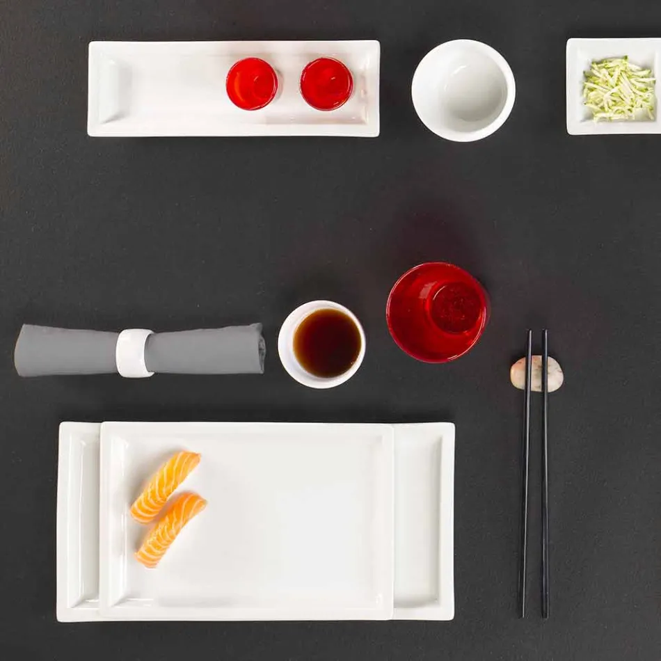 Servizio Piatti da Pranzo Bianchi in Porcellana Moderni 25 Pezzi - Basale Viadurini