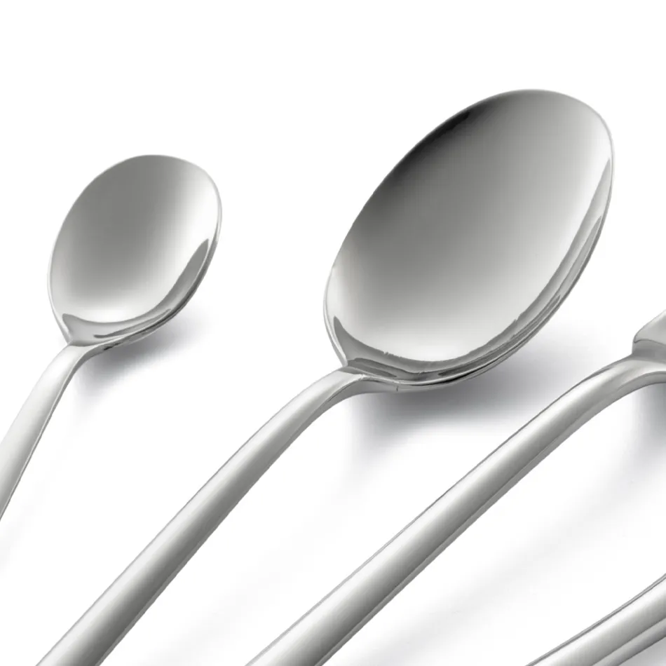 Servizio Posate in Acciaio Inox Lucido Design Squadrato 24 Pezzi - Bumbun Viadurini