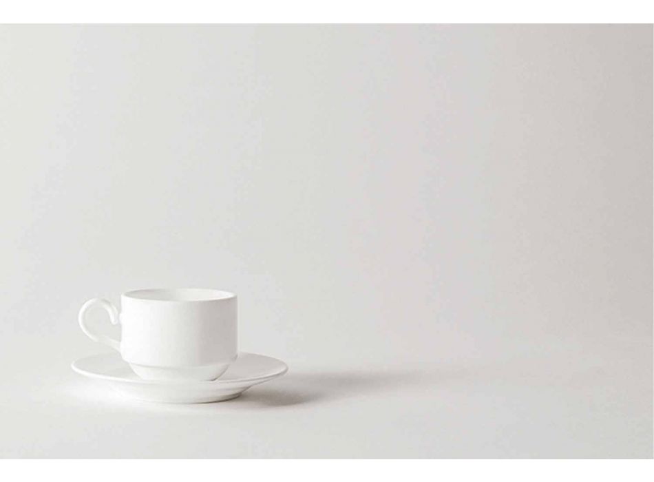 Servizio Tazze Cappuccino Bianche in Porcellana 14 Pezzi da Colazione - Samantha Viadurini