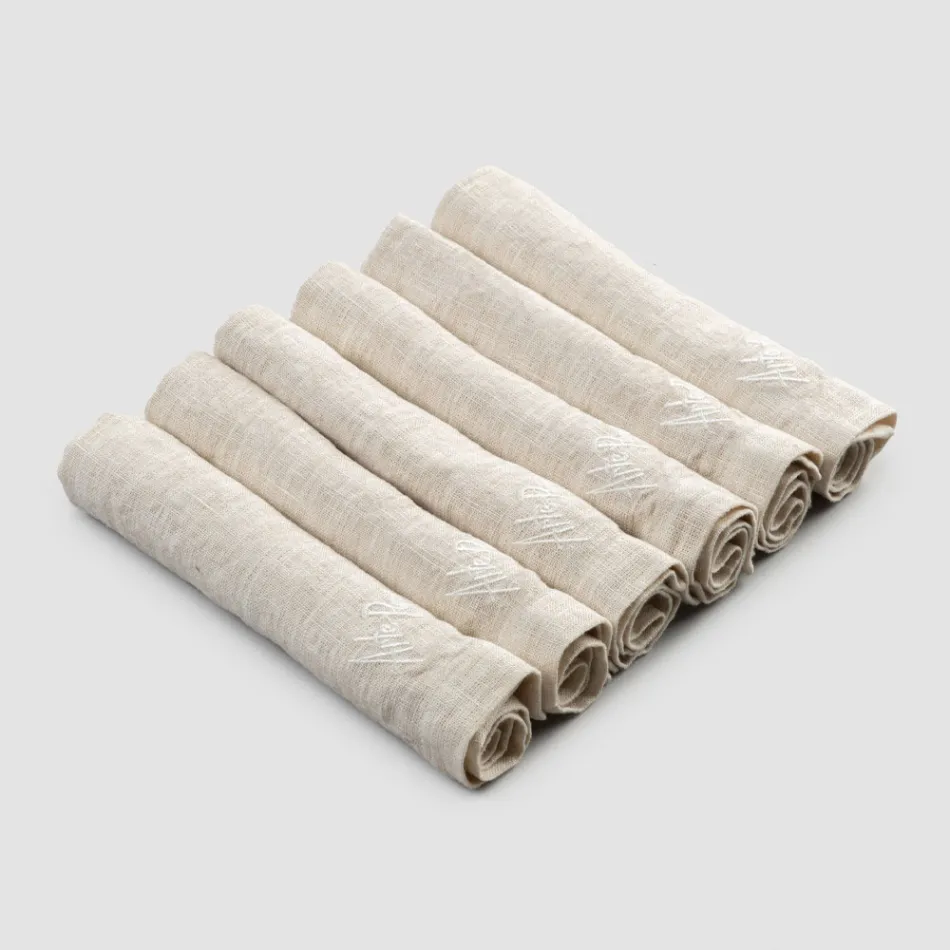 Servizio Tovaglioli in Lino Elegante e Bordo Piega, 6 Pezzi Colorati - Onestini Viadurini