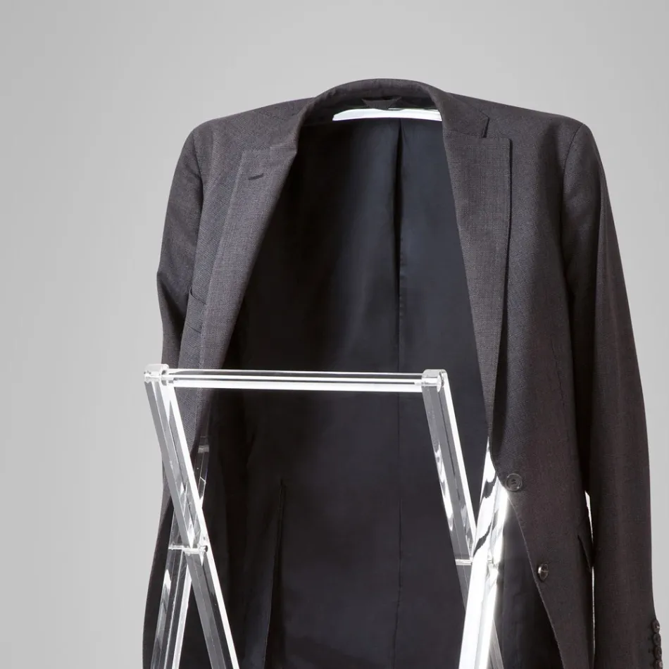 Servomuto da Camera Pieghevole in Cristallo Acrilico Trasparente - Stecla Viadurini