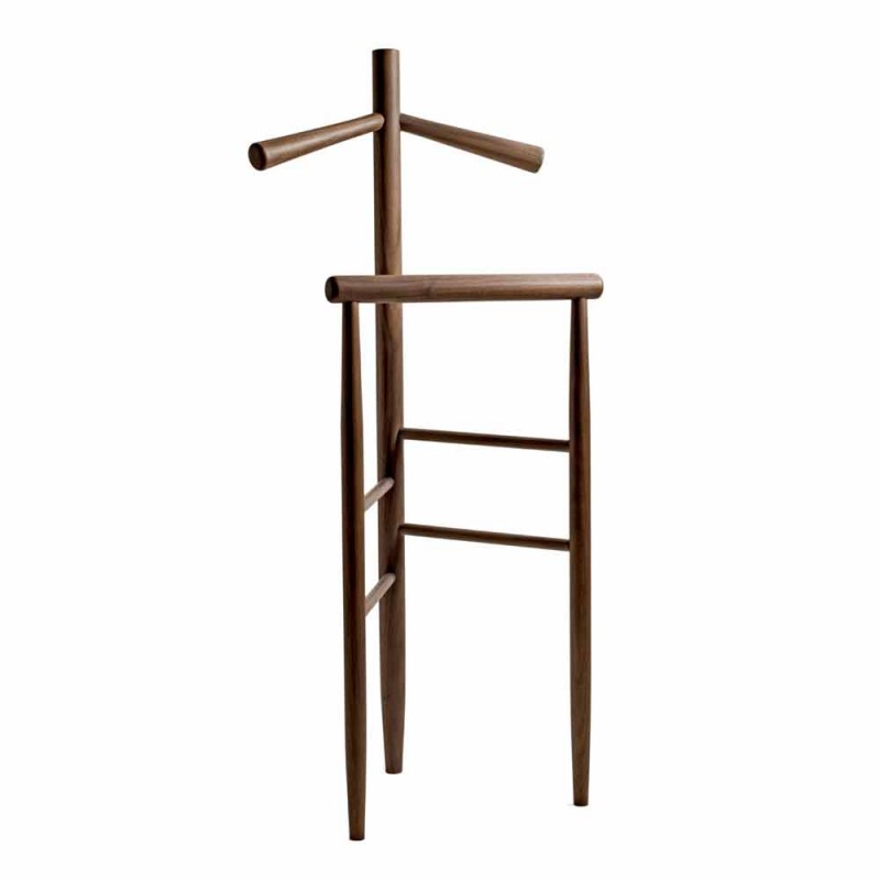 Servomuto In Legno Mogano Con 2 Cassetti - Appendiabiti Elegante 45x45x125cm