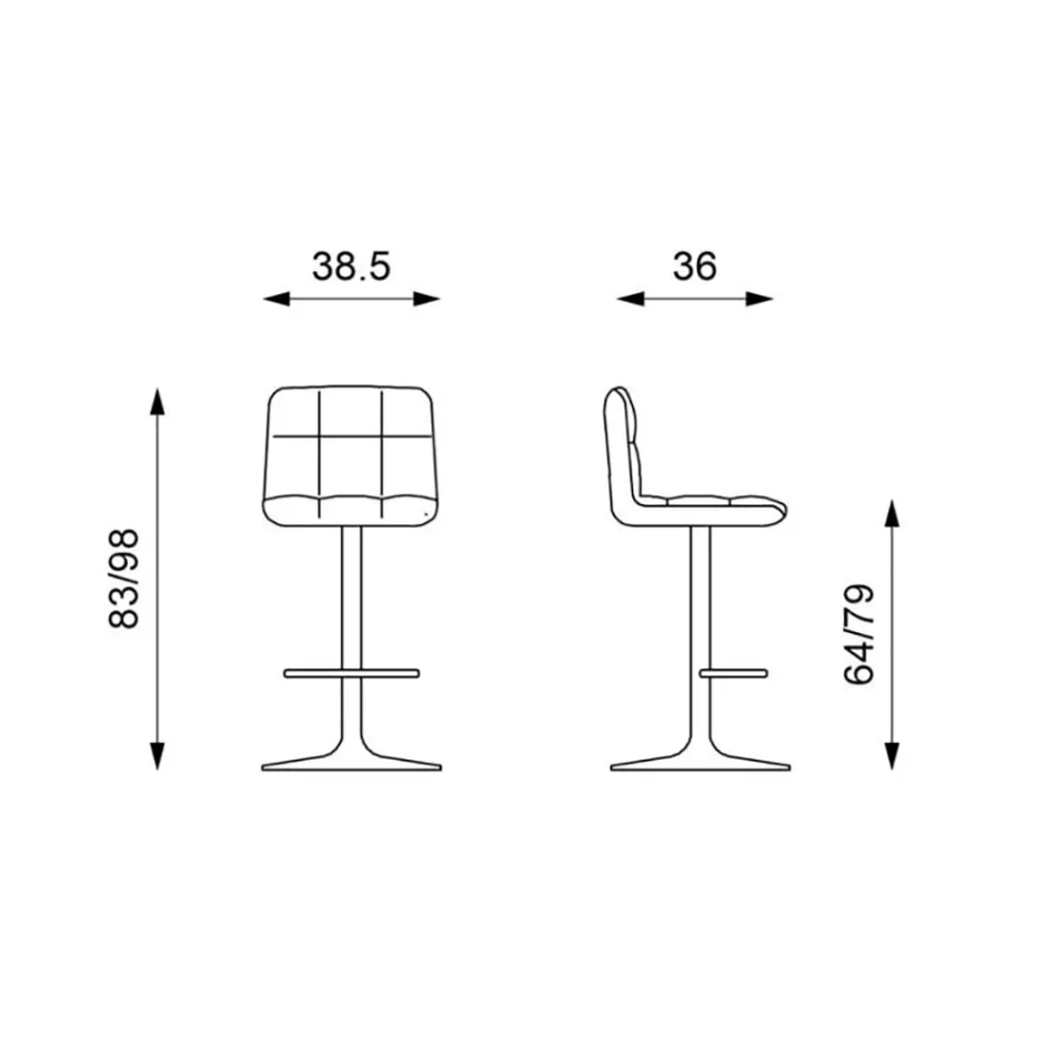 Set 2 sgabelli imbottiti di design, regolabili in altezza Ida Viadurini