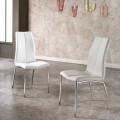 Set 4 sedie design moderno in ecopelle e metallo cromato - Alba