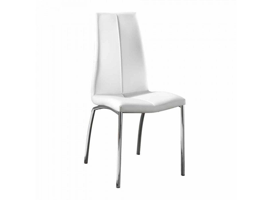 Set 4 sedie design moderno in ecopelle e metallo cromato Alba Viadurini