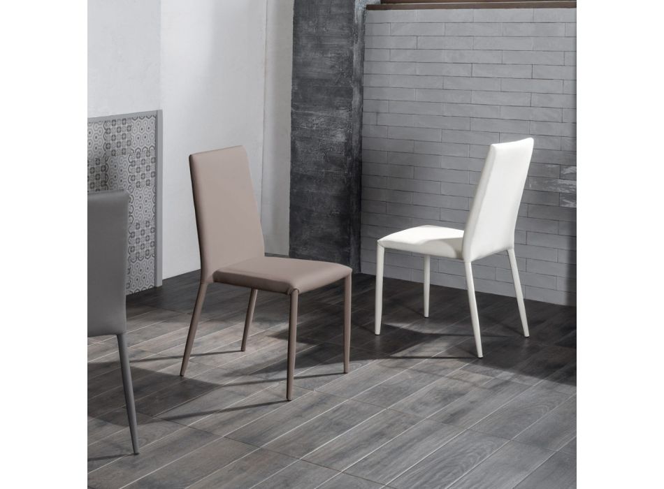 Set 4 sedie moderne in ecopelle bianche, grigie o tortora Dora Viadurini