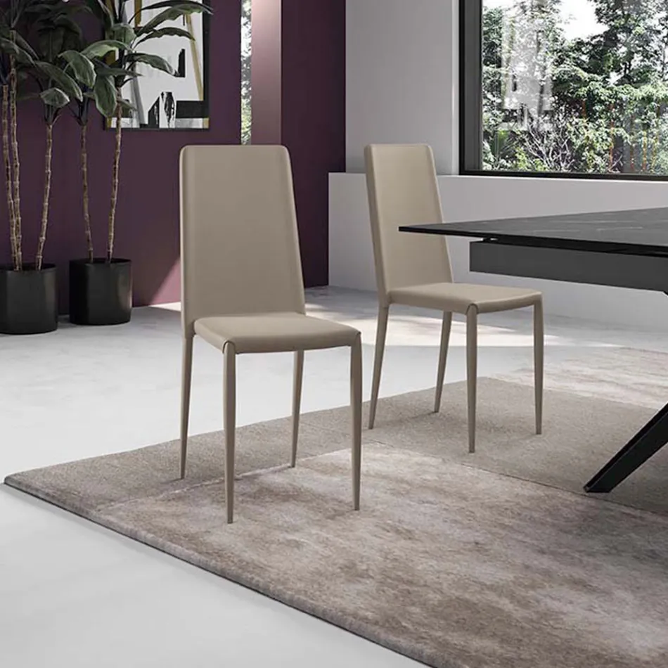 Set 4 sedie moderne in ecopelle bianche, grigie o tortora - Dora Viadurini