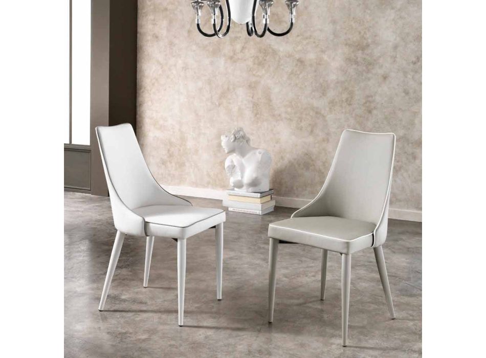 Set 4 sedie moderne in ecopelle bianche o grigie Ofelia Viadurini