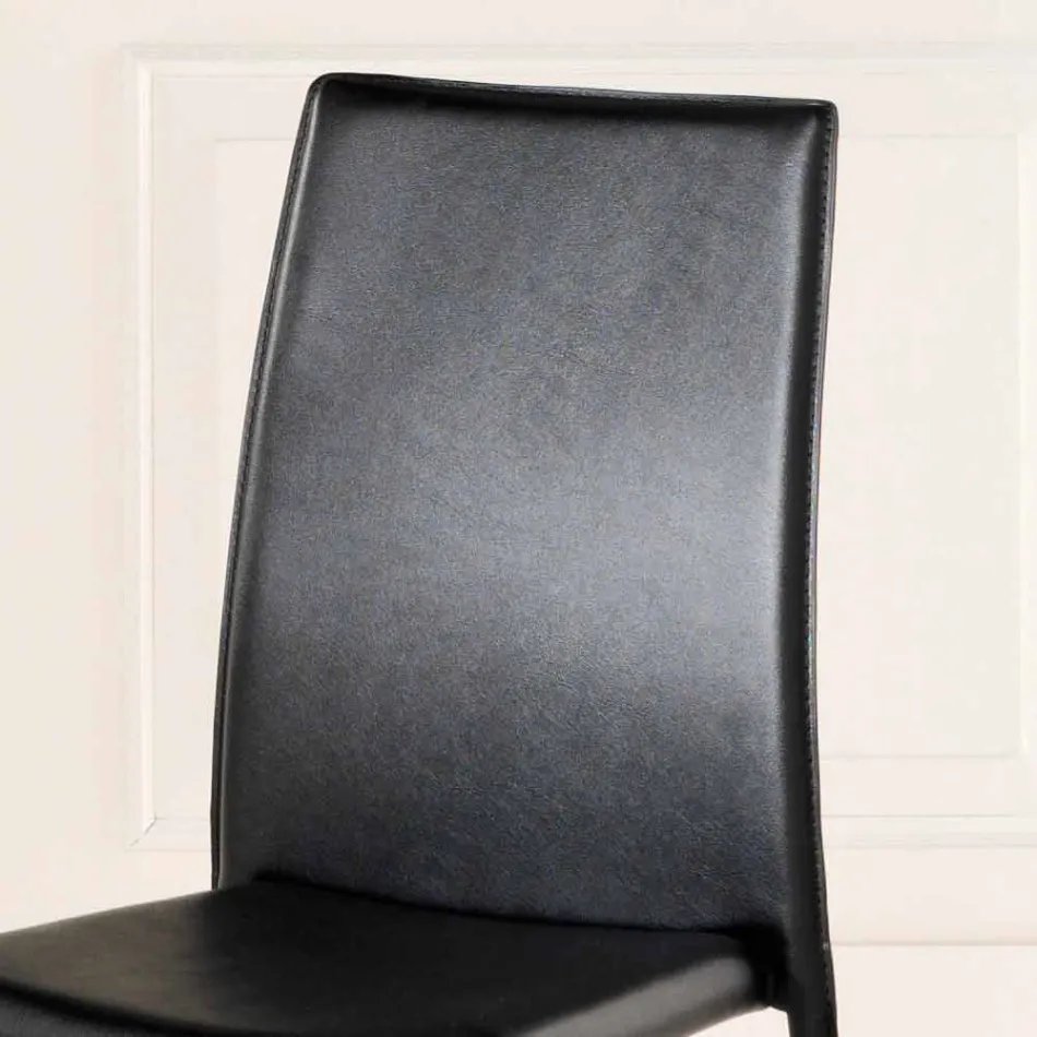 Set 4 sedie moderne in ecopelle Gioia, interamente rivestite Viadurini