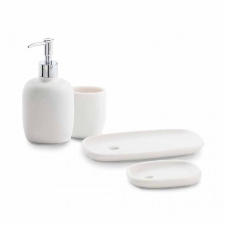 Set accessori da appoggio per bagno moderno in resina Pratella Viadurini