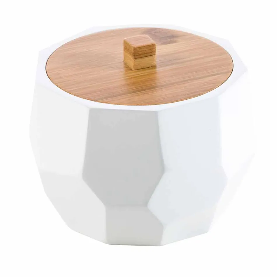 Set accessori da bagno di design da appoggio in legno e resina Rivalba Viadurini