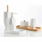 Set accessori da bagno di design da appoggio in legno e resina Rivalba Viadurini