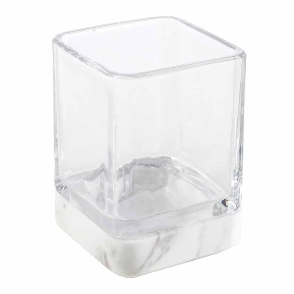 Set accessori da bagno moderno in marmo Calacatta e vetro Carona Viadurini