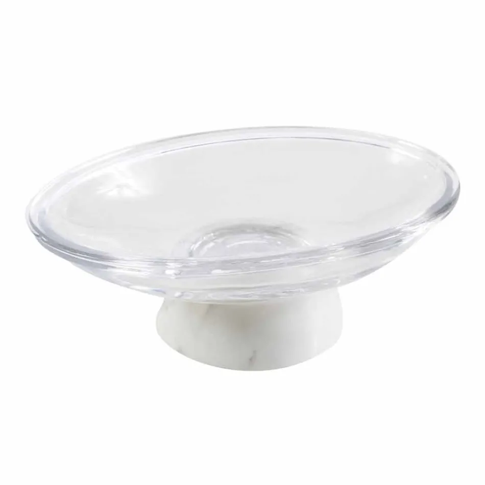 Set accessori da bagno moderno in marmo Calacatta e vetro Carona Viadurini