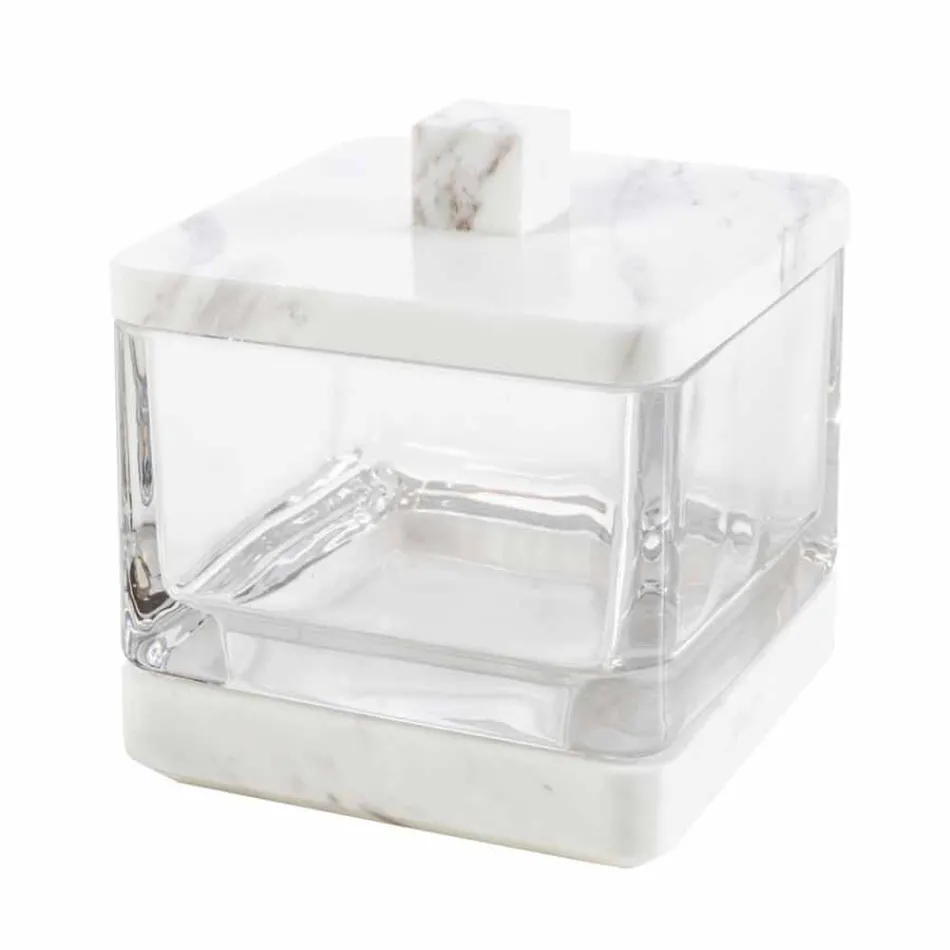 Set accessori da bagno moderno in marmo Calacatta e vetro Carona Viadurini