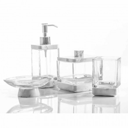 Set accessori da bagno moderno in marmo Calacatta e vetro Carona Viadurini