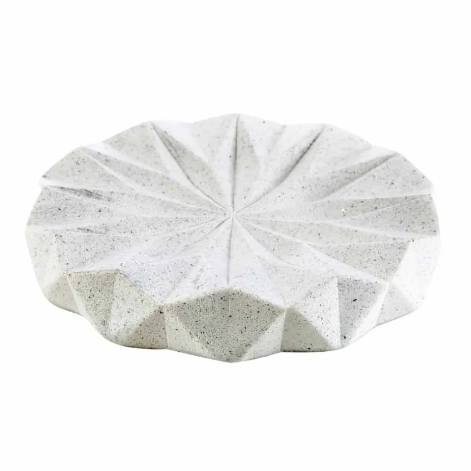 Set accessori moderni da bagno da appoggio in resina bianca Levice Viadurini