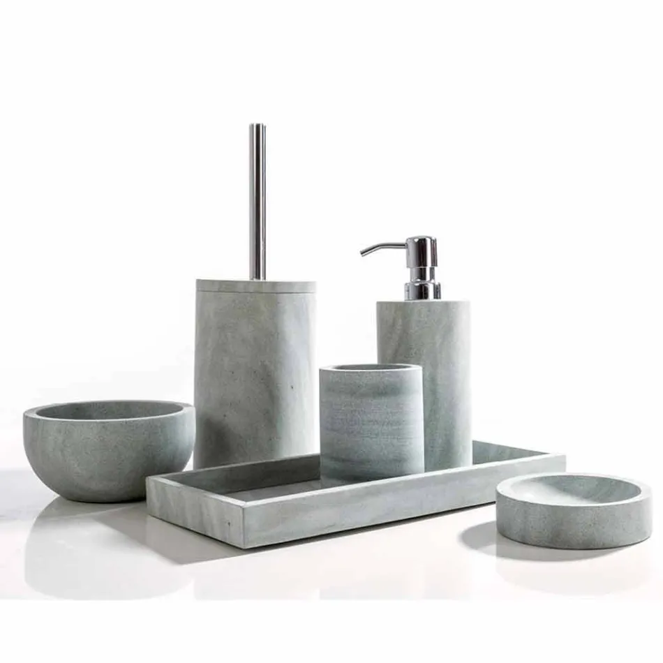 Set accessori moderni da bagno in pietra grigia Montale Viadurini