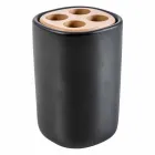 Set accessori moderni per bagno in ceramica e legno Carsoli Viadurini