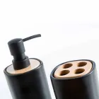 Set accessori moderni per bagno in ceramica e legno Carsoli Viadurini