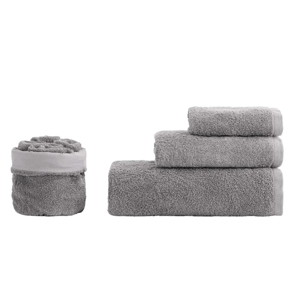 Set Bagno 8 Pezzi in Spugna di Puro Cotone Tutto Tinto in Capo - Smooth Viadurini