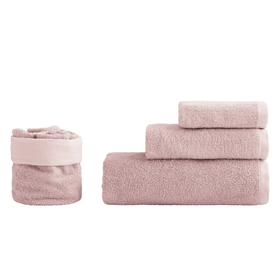 Set Bagno 8 Pezzi in Spugna di Puro Cotone Tutto Tinto in Capo - Smooth Viadurini