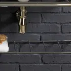 Set bagno con consolle doppia in ceramica bianca su struttura Linear Viadurini