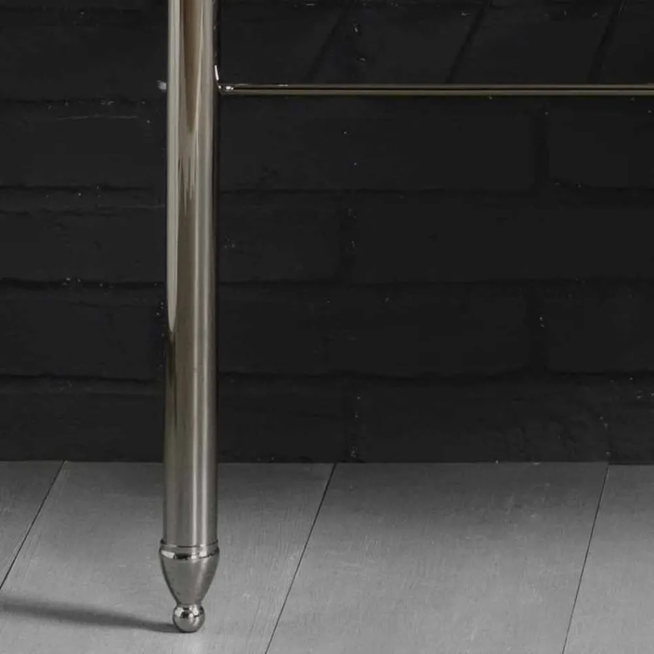 Set bagno con consolle doppia in ceramica bianca su struttura Linear Viadurini