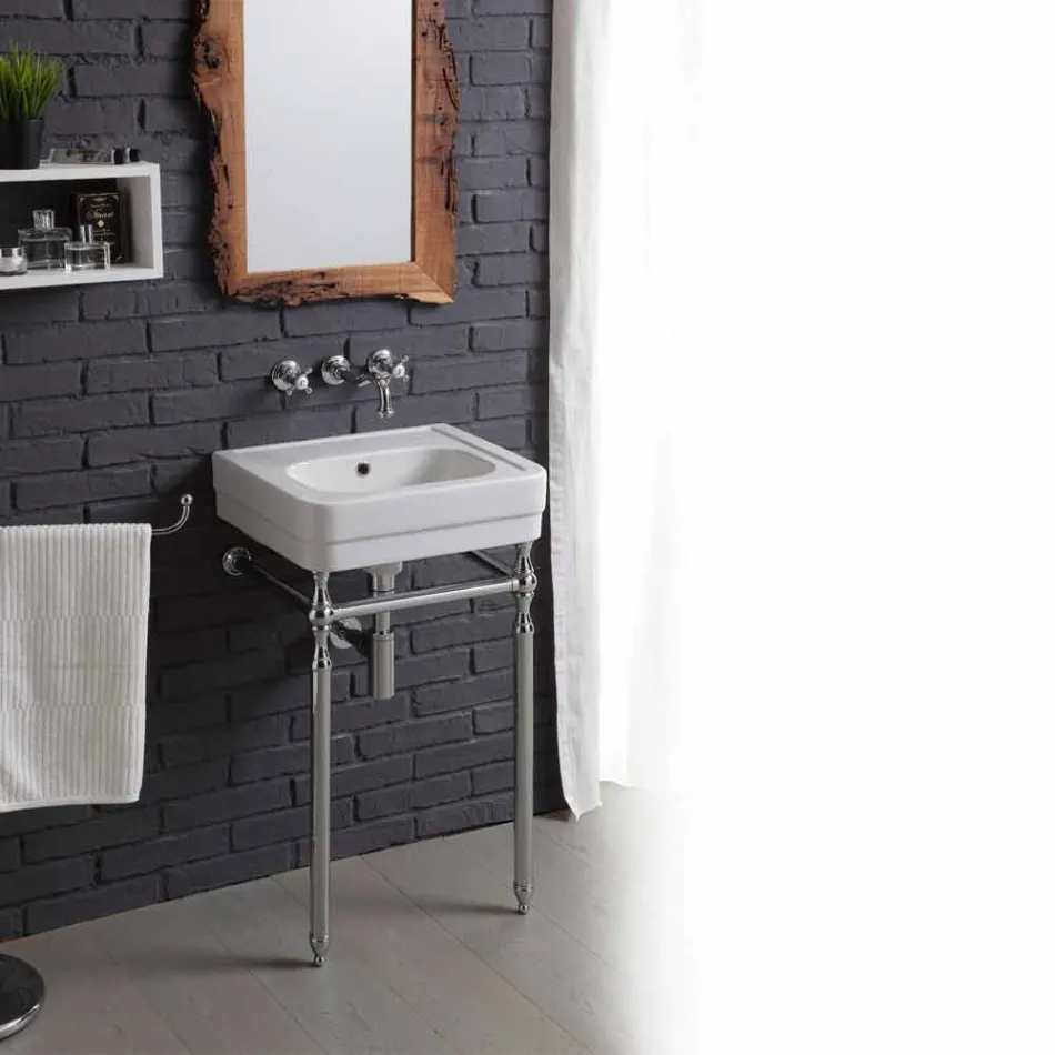 Set bagno con lavabo su struttura e specchio in briccola Creativity Viadurini
