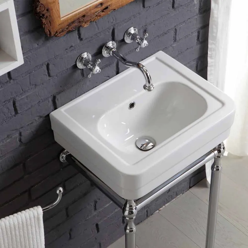 Set bagno con lavabo su struttura e specchio in briccola Creativity Viadurini