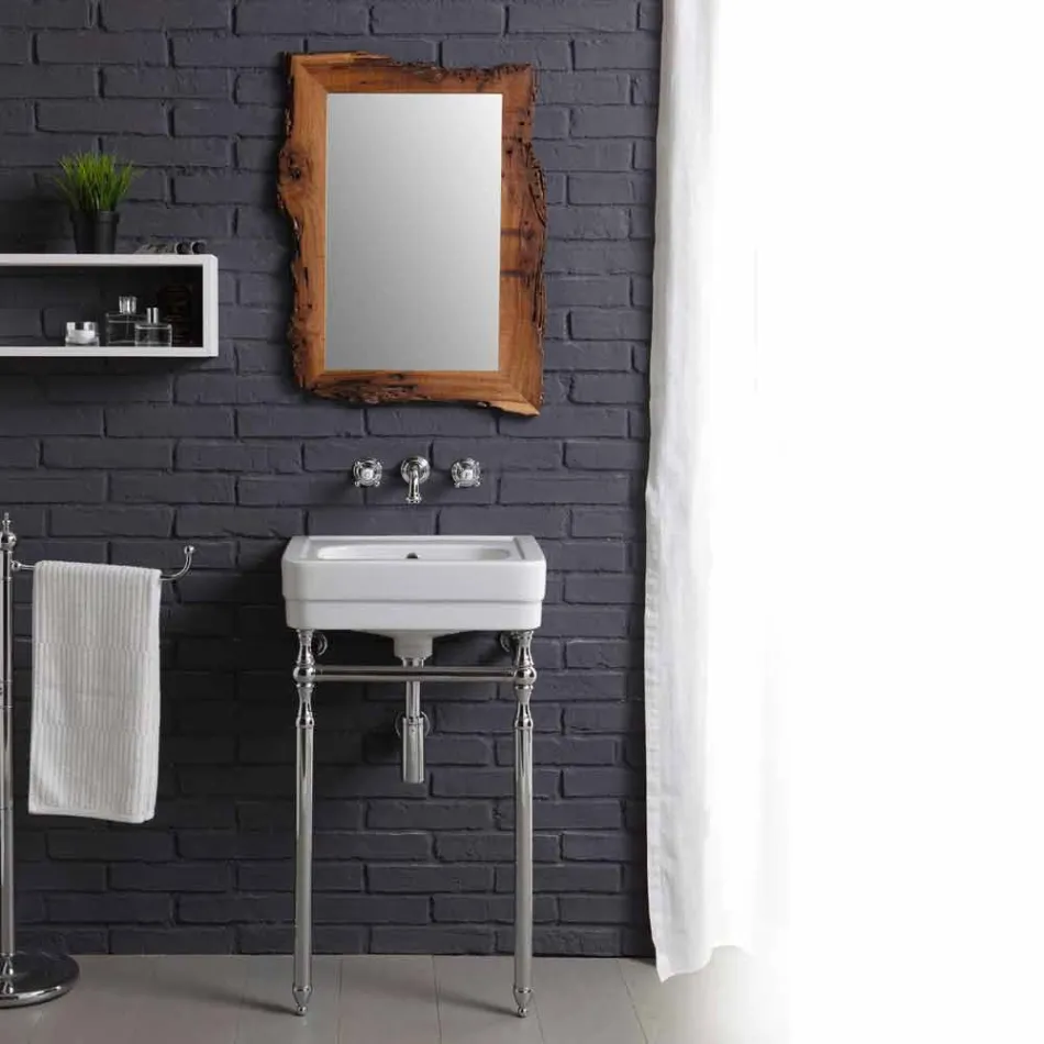 Set bagno con lavabo su struttura e specchio in briccola Creativity Viadurini