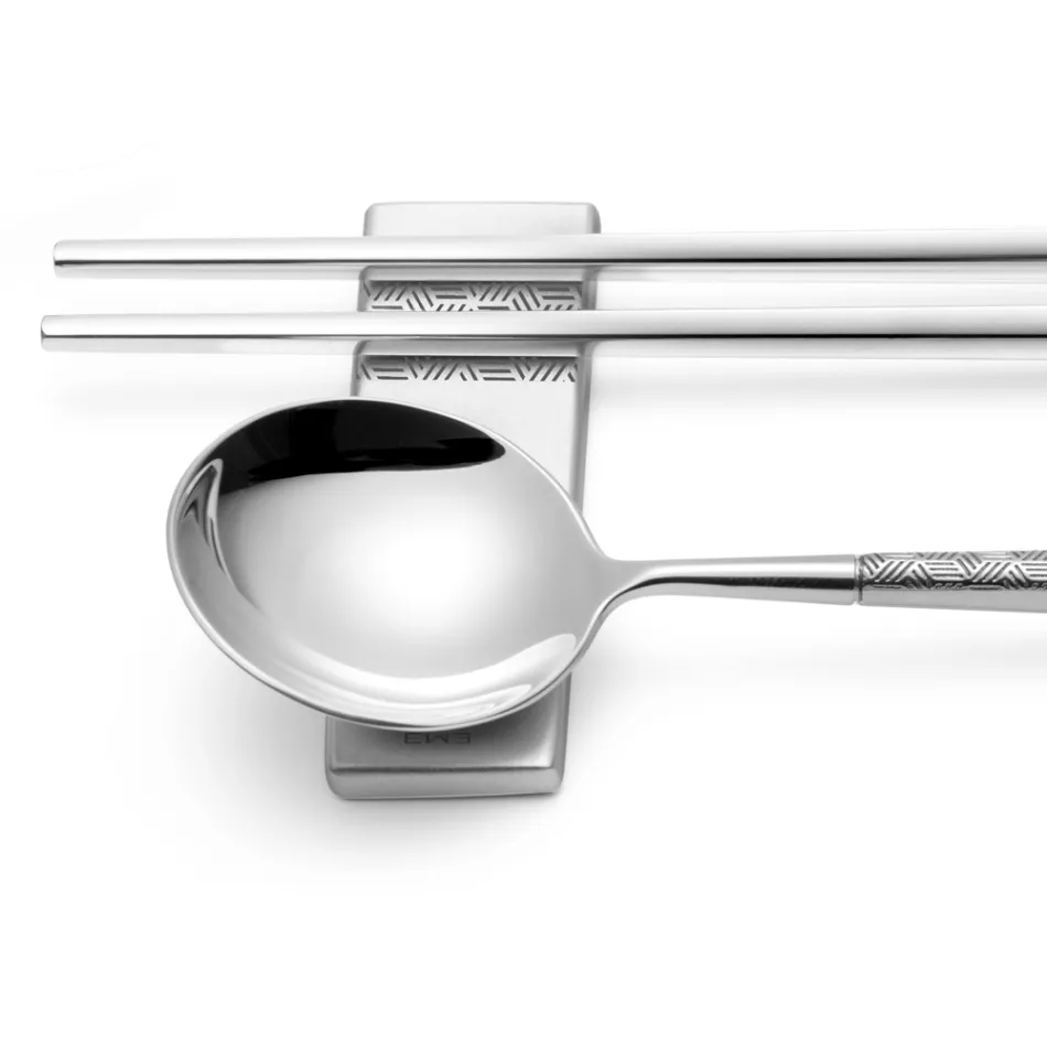 Set Composto da Cucchiaio Frutta, Bacchette e Poggia Posate con Origami - Osaka Viadurini