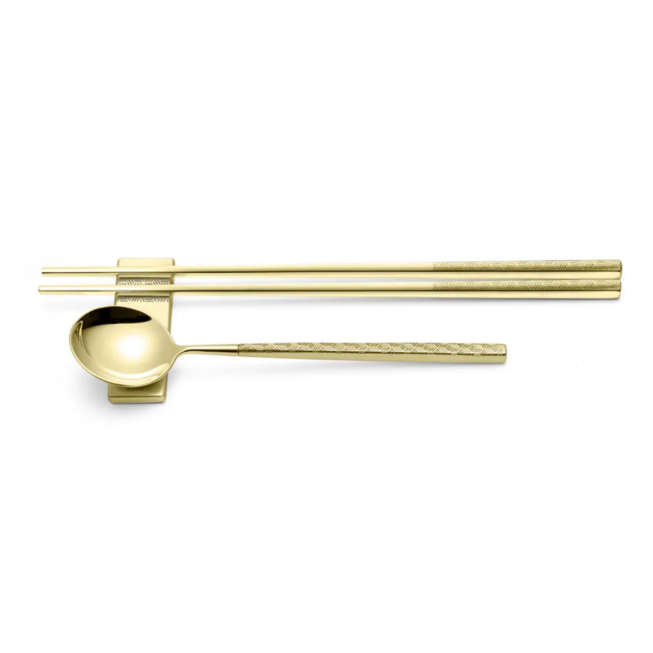 Set Composto da Cucchiaio Frutta, Bacchette e Poggia Posate con Origami - Osaka Viadurini