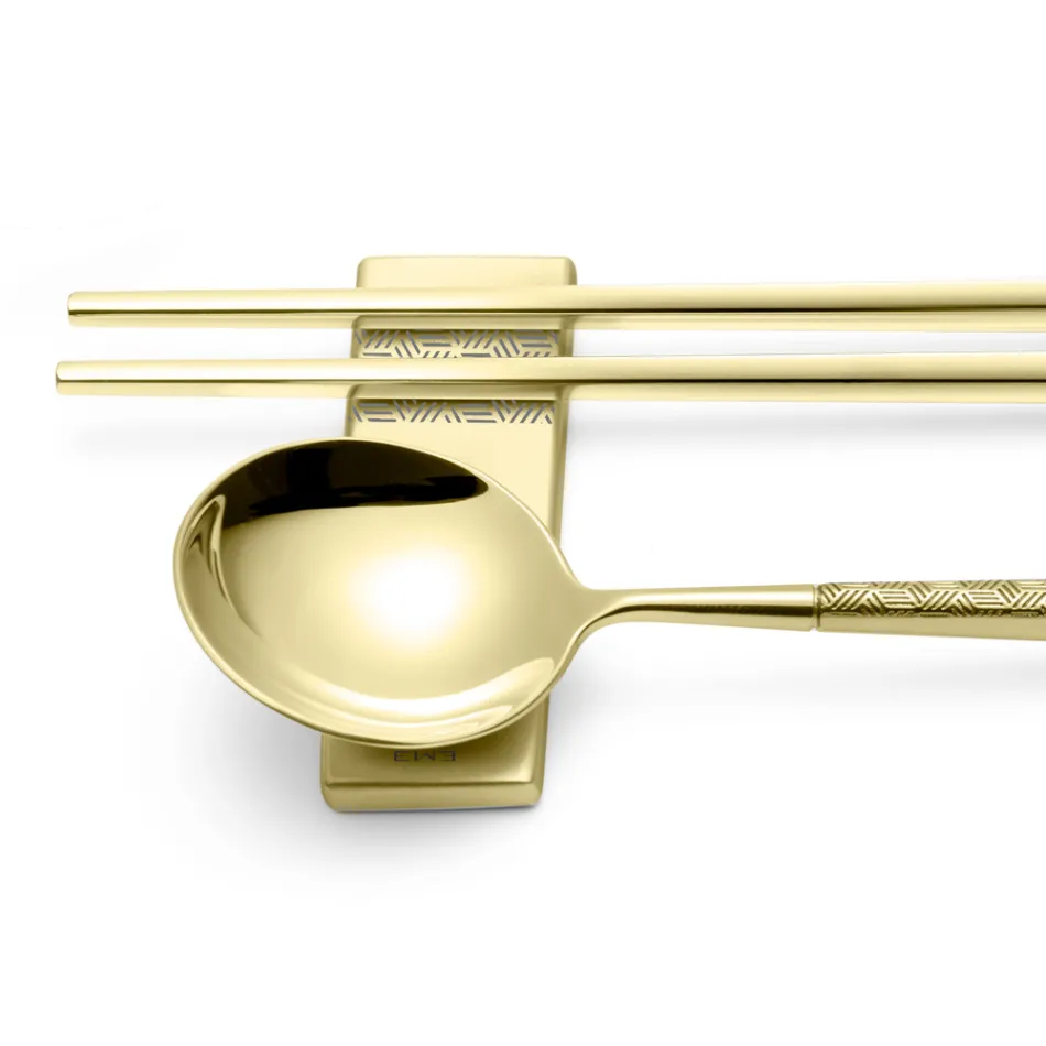 Set Composto da Cucchiaio Frutta, Bacchette e Poggia Posate con Origami - Osaka Viadurini