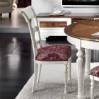 Set da 4 Sedie in Legno Bianco Spigolato e Tessuto Made in Italy - Alite Viadurini