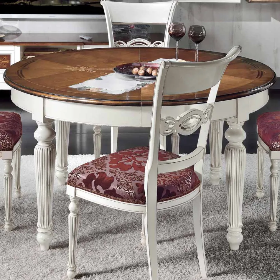 Set da 4 Sedie in Legno Bianco Spigolato e Tessuto Made in Italy - Alite Viadurini