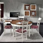 Set da 4 Sedie in Legno Bianco Spigolato e Tessuto Made in Italy - Alite Viadurini