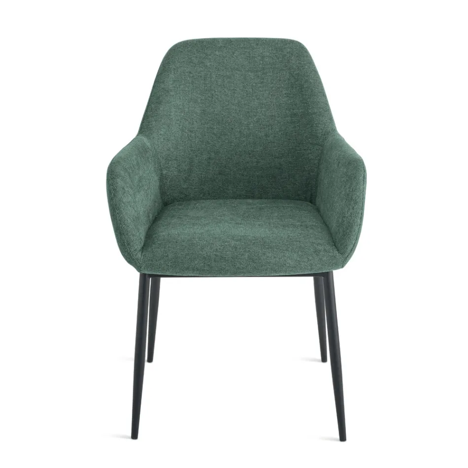 Set di 2 Poltroncine Imbottite in Tessuto Colorato e Struttura in Metallo - Valeria Viadurini