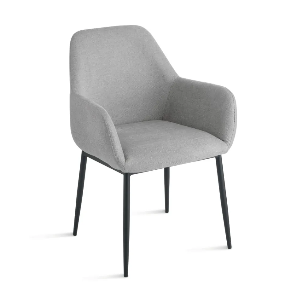 Set di 2 Poltroncine Imbottite in Tessuto Colorato e Struttura in Metallo - Valeria Viadurini