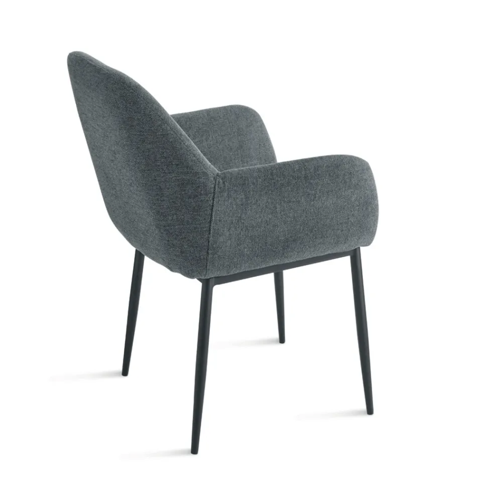 Set di 2 Poltroncine Imbottite in Tessuto Colorato e Struttura in Metallo - Valeria Viadurini