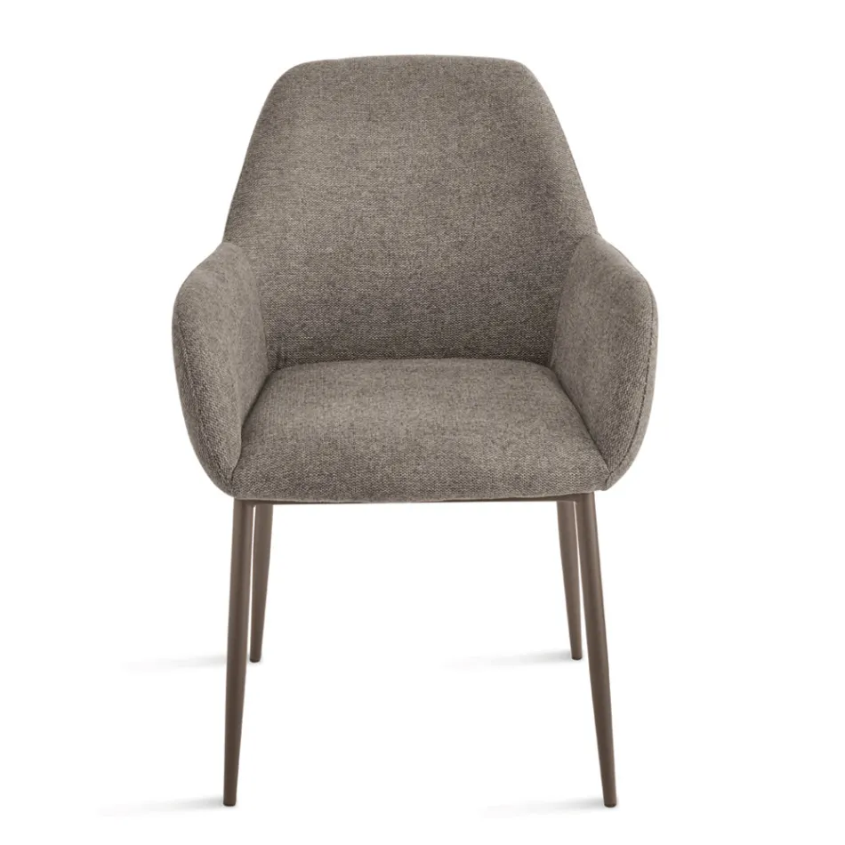 Set di 2 Poltroncine Imbottite in Tessuto Colorato e Struttura in Metallo - Valeria Viadurini