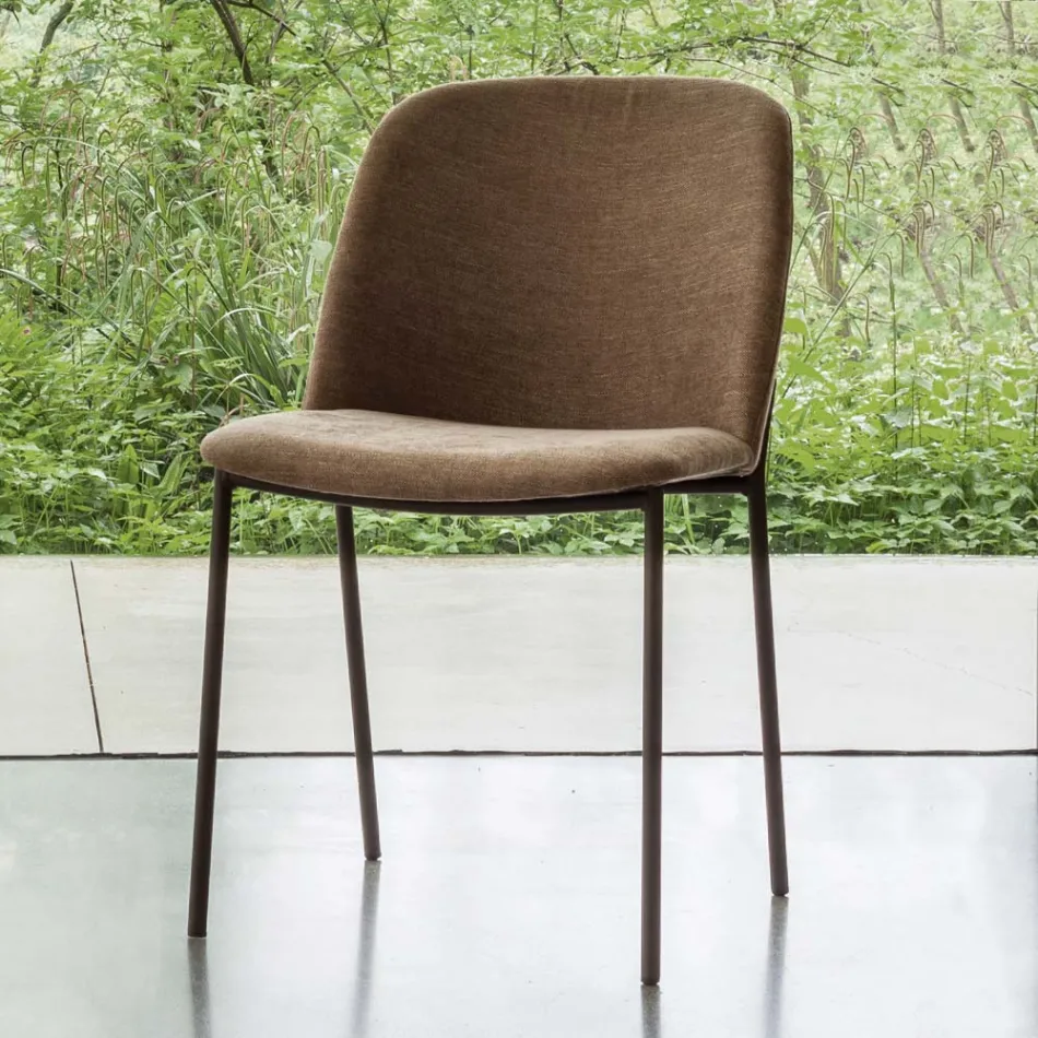 Set di 2 Sedie da Soggiorno in Tessuto e Metallo Made in Italy - Edera Viadurini