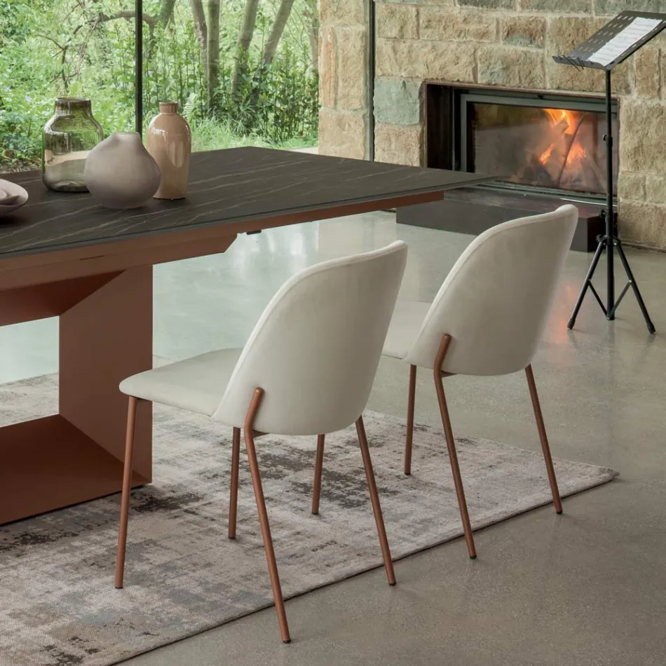 Set di 2 Sedie da Soggiorno in Tessuto e Metallo Made in Italy - Edera Viadurini